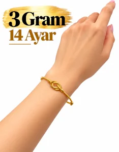 3g 14K Gold "Ajda" Infinity Pattern Bangle (19 cm) 