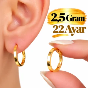 2.5g 22K Gold 15 mm Hidden Clasp Hoop Earrings