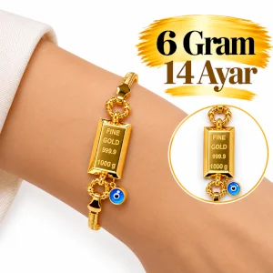 14 Ayar külçe Altınlı bileklik | Gram aralığı: 5,5 - 6 g