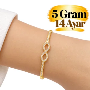 14 Ayar Sonsuz Desenli Kelepçe Bilezik | Gram aralığı: 4,85 - 5 g