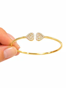 İkiz Kalp Kelepçe Bilezik 14 AYAR | Gram aralığı: 4,40 - 4,60 g