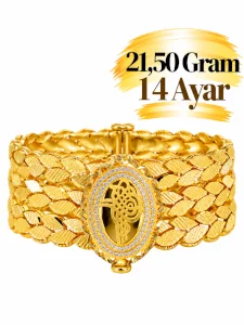 14 Ayar 3'lü Başak Burmalı Tuğralı Kelepçe Altın Bilezik | Gram aralığı: 21,30- 21,50 g