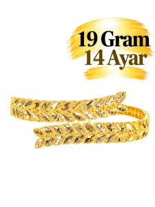 14 Ayar Başaklı Altın Kelepçe Bilezik | Gram aralığı: 18,70- 19 g