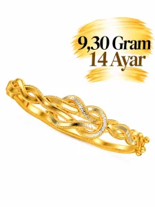 14 Ayar Düğümlü Burma Kelepçe Bilezik  | Gram aralığı: 9,10 - 9,30 g