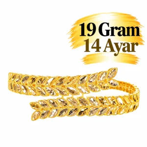 14 Ayar Başaklı Altın Kelepçe Bilezik | Gram aralığı: 18,70- 19 g