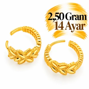 Başak Desenli Altın Halka Küpe  | Gram aralığı: 2,40- 2,60 g